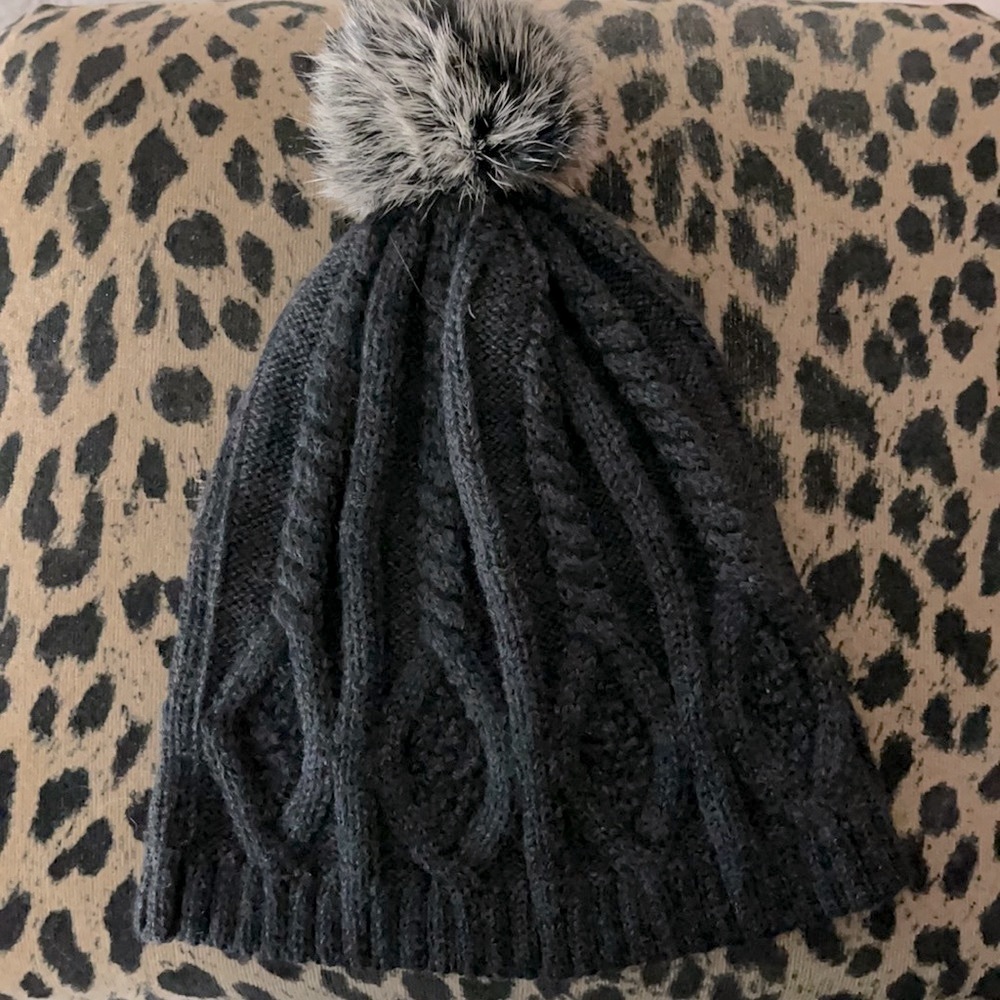 J. McLaughlin merino wool and rabbit knit cap